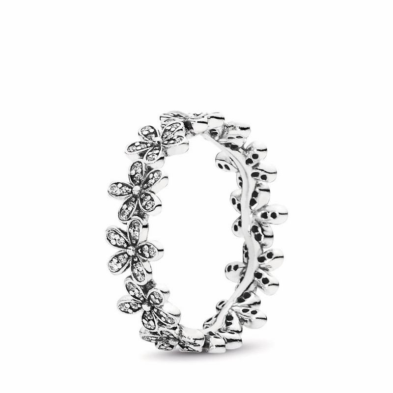 Pandora Daisy Flower Stackable Ring Ireland - Sterling Silver/Cubic Zirconia - 397104UME